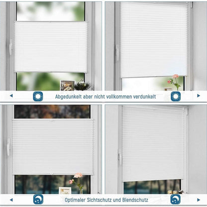 Klemmrollos für Fenster ohne Bohren Jalousie ohne Bohren Klemmfix 35x130cm Weiß Plisseerollo Rollos für Fenster und Tür Sichtschutz Sonnenschutz