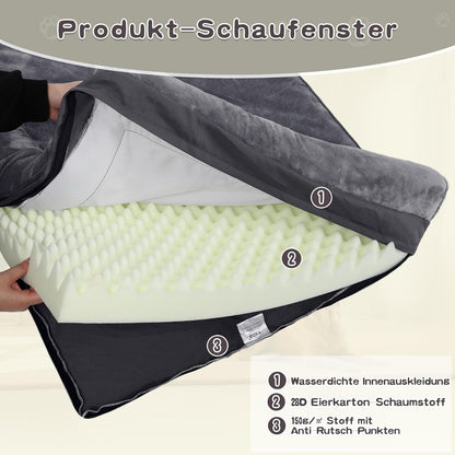 Hundebett Grosse Hunde Hundekissen Orthopädisches Hundebett Grosse Hunde mit Zweiseitige Nackenrollen Waschbarer Bezug Hundesofa mit Kistenschaum