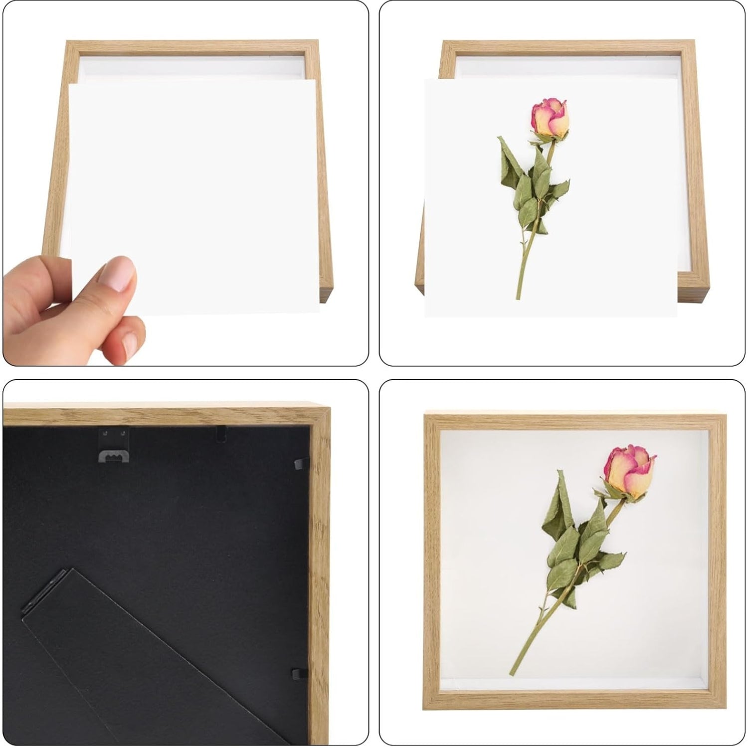3D Bilderrahmen 20x20 cm Befüllbar Holz Objektrahmen Deko Wand DIY Erinnerung