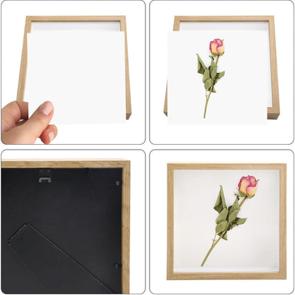 3D Bilderrahmen 20x20 cm Befüllbar Holz Objektrahmen Deko Wand DIY Erinnerung