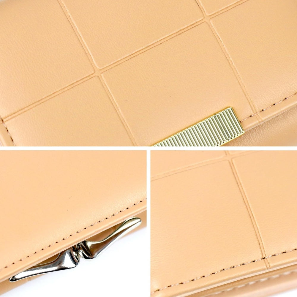 Damen Geldbörse PU Leder Klein Dreifach Fächer Münzfach Krokodil Checkered