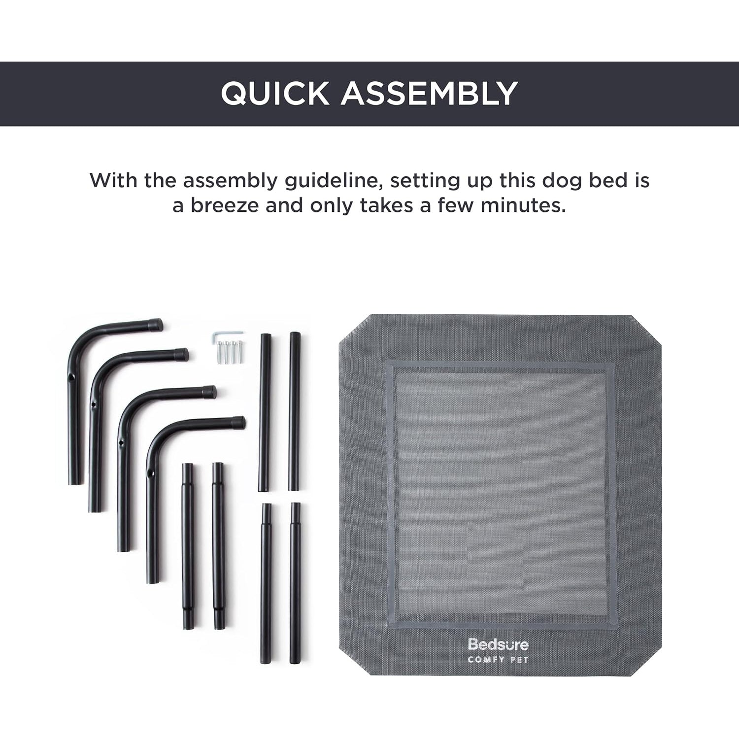 Hundeliege Hundeliege outdoor Grosse Hunde grau in und outdoor Garten für draußen Camping erhöhtes Hundebett Größe in L 124x90 cm Höhe in 20 cm