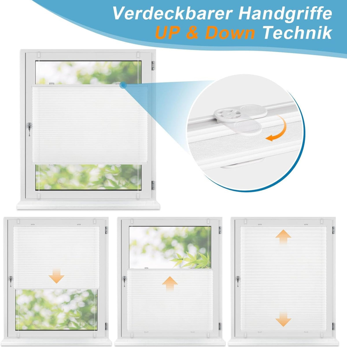 Plissee Jalousien Fenster ohne Bohren Klemmfix 50x80cm Weiß
