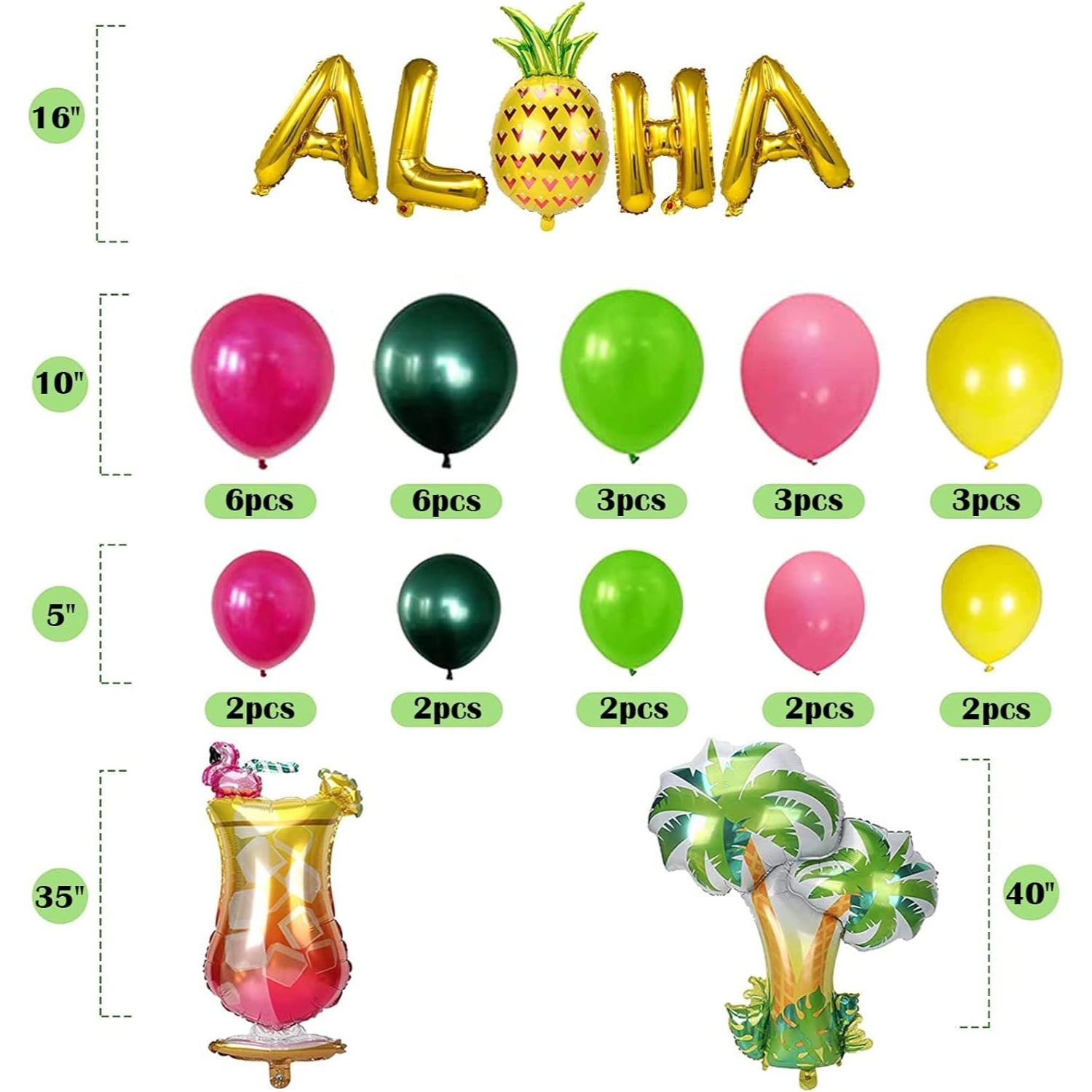 162PCS Hawaii Deko Party Dekoration Set mit Luftballons Girlande Tischröcke Ballon Kit Hawaii ALOHA für Tropische Sommer Beach Party Deko Tisch