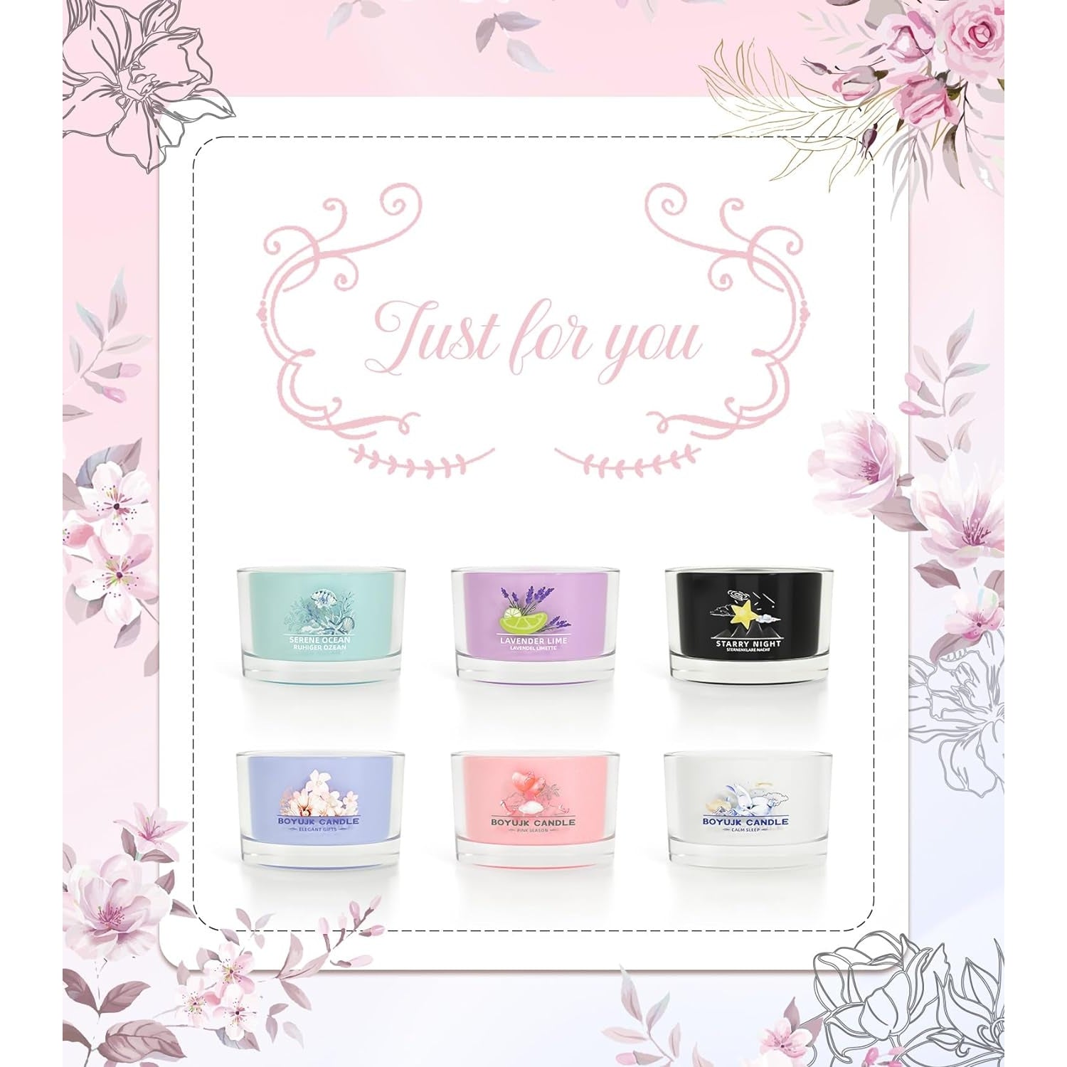 Duftkerzen Geschenke für Frauen Duftkerzen Geschenkset 6 Duftkerzen im Glas Entspannungsgeschenke für Frauen Kollektion Eleganter Geschenke
