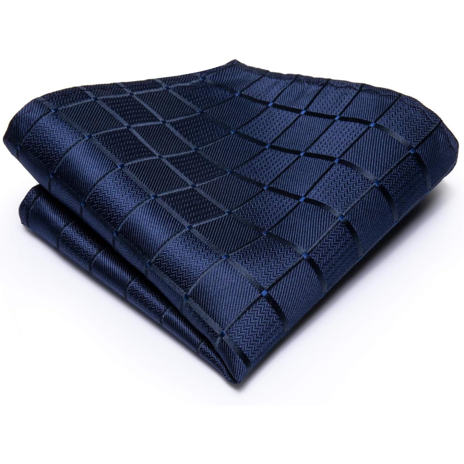 Krawatten Set Dunkel Blau mit Einstecktuch und Manschettenknöpfe Geschenke für Männer Herren Business Formal Hochzeit Meeting mit Geschenkbox