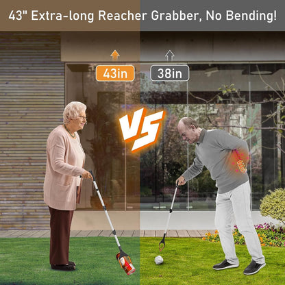 Greifzange für Senioren Greifzange 108cm Folding Greifer mit Magnet-Greifarm 360° Drehbar Müllzange Langer Müllgreifer Greifhilfe Menschen Orange