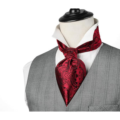 Krawattenschal Herren Hochzeit Punkt Halstuch Taschentuch Paisley Business Krawatte und Einstecktuch Set Rot Paisley mit eleganter