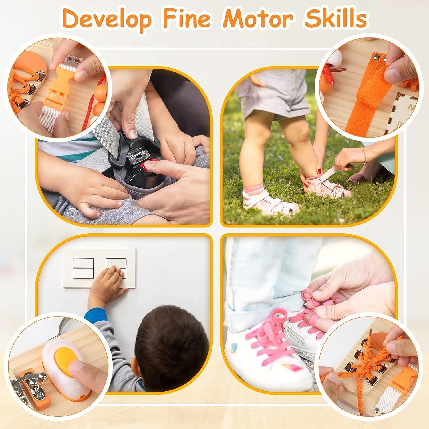 Motorikbrett Montessori Spielzeug Activity Board ab 1 Jahr Sensorik Spielzeug
