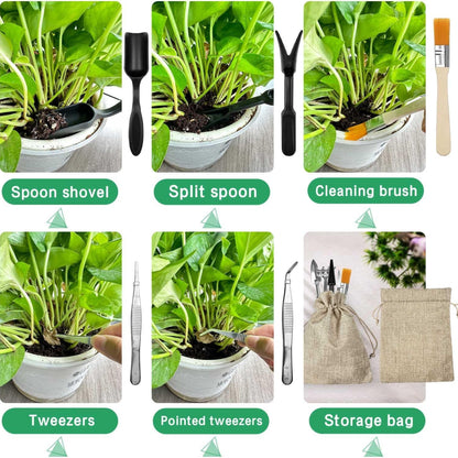 Komplettes Bonsai Werkzeug Set 13 Stück mit Gartenwerkzeugen und Aufbewahrungstasche, Geeignet für Innen- und Außenbereich