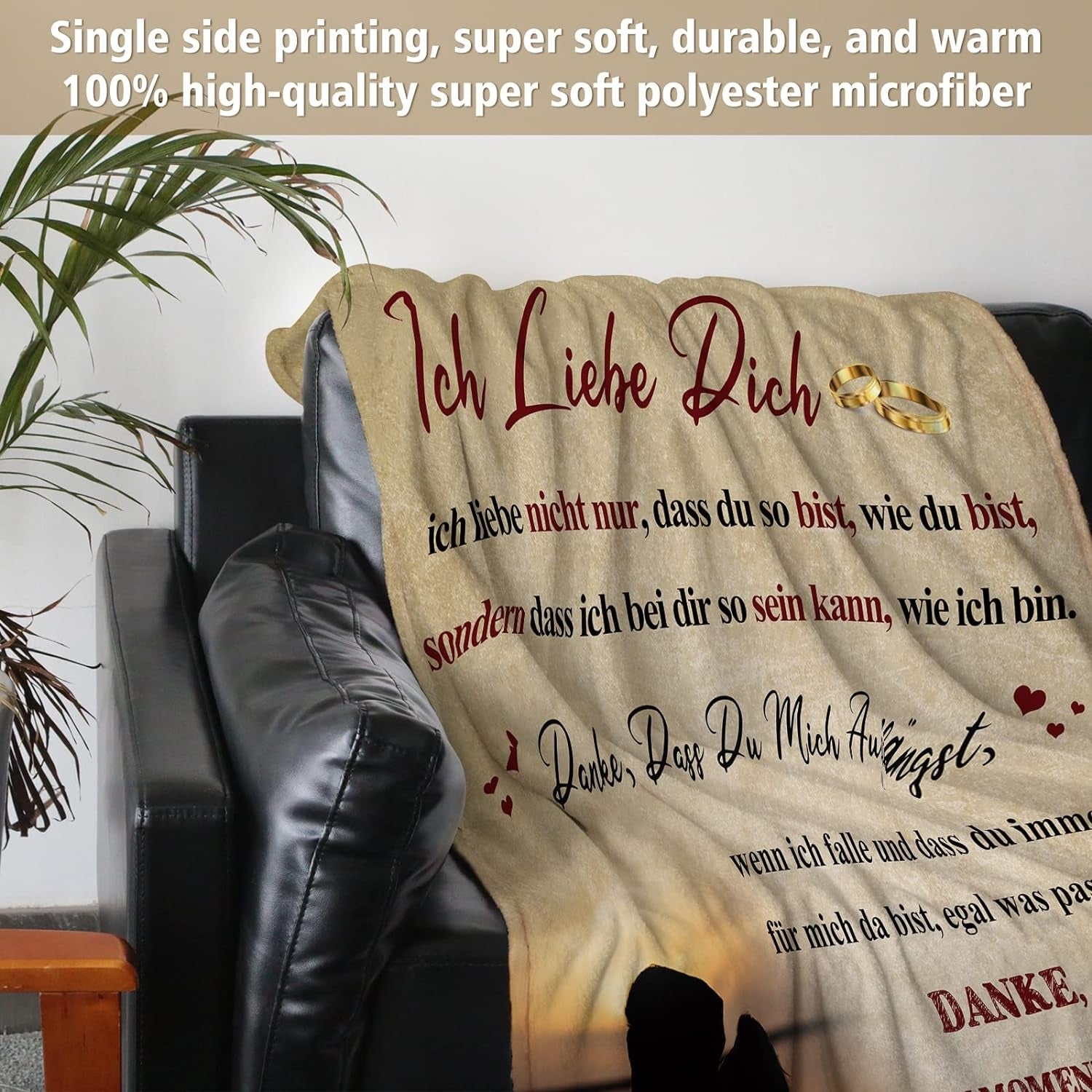 Valentinstag Geschenk für Paare - Flanelldecke 130x150 cm Ich Liebe Dich