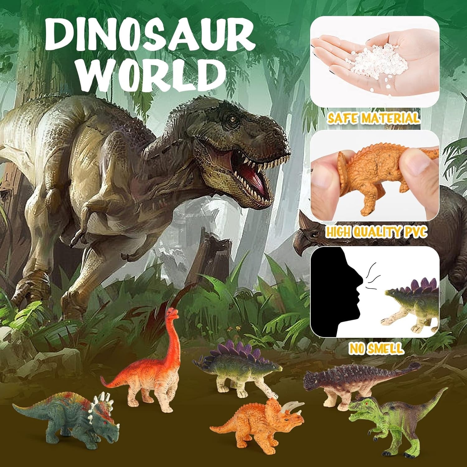 Dinosaurier Spielzeugset Realistisch für Kinder ab 3 Pädagogisch 6 Stück