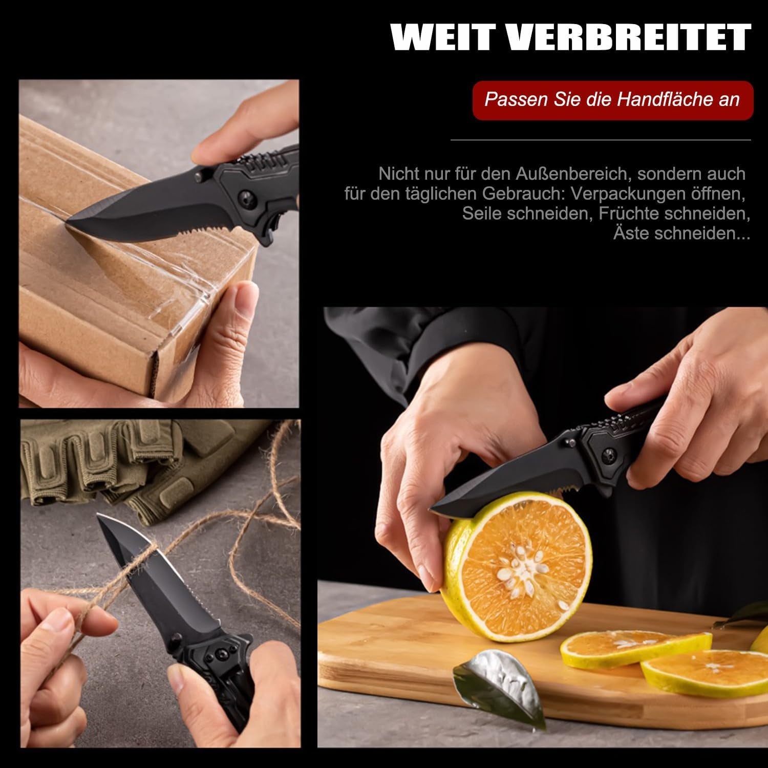 Günstiges Taschenmesser Klappmesser 3-in-1 Taschenmesser mit Clip Messer Einhandmesser Outdoor Messer für Camping mit Glasbrecher und Gurtschneider