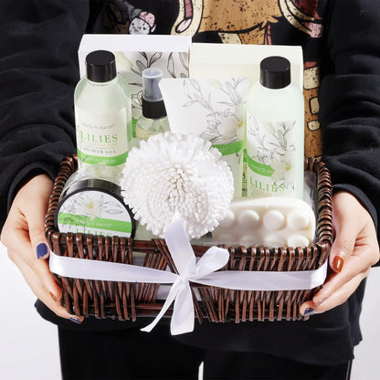 Body & Earth 10-tlg. Lilienduftt Wellness Geschenkkorb Geschenke für Frauen