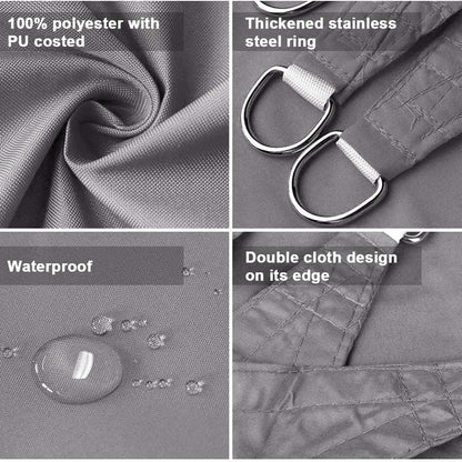 Sehr großes Sonnensegel 5x7m Sonnenschutz Set inkl Befestigungsseile Grau Rechteckig Wasserabweisend Polyester Imprägniert 95% UV Schutz Windschutz