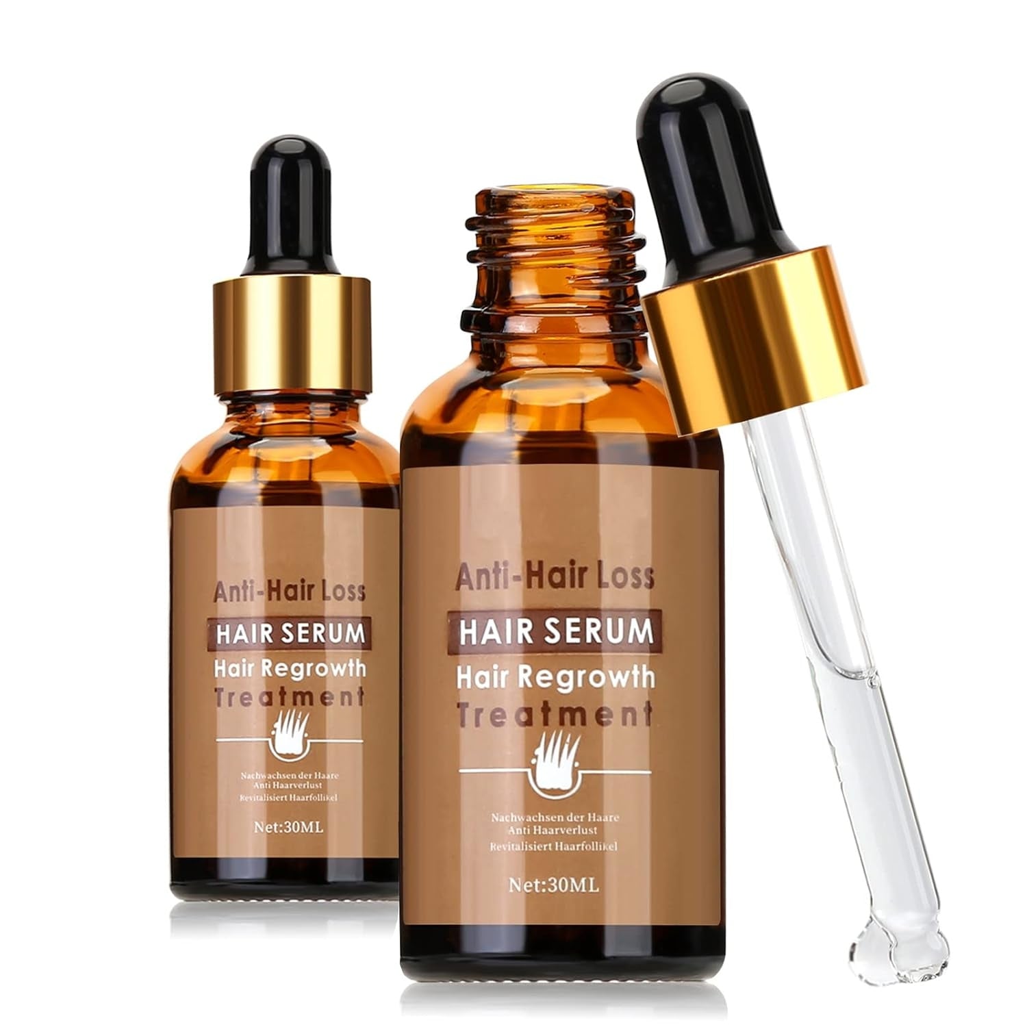 Dermaroller Set 0.5mm Haaröl Haarwachstumserum 30ML Bartroller Anti-Haarausfall