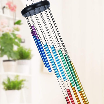 WINDKRAFT Windspiele für Draußen 72cm mit Haken 14 Farben Aluminium Regenbogen