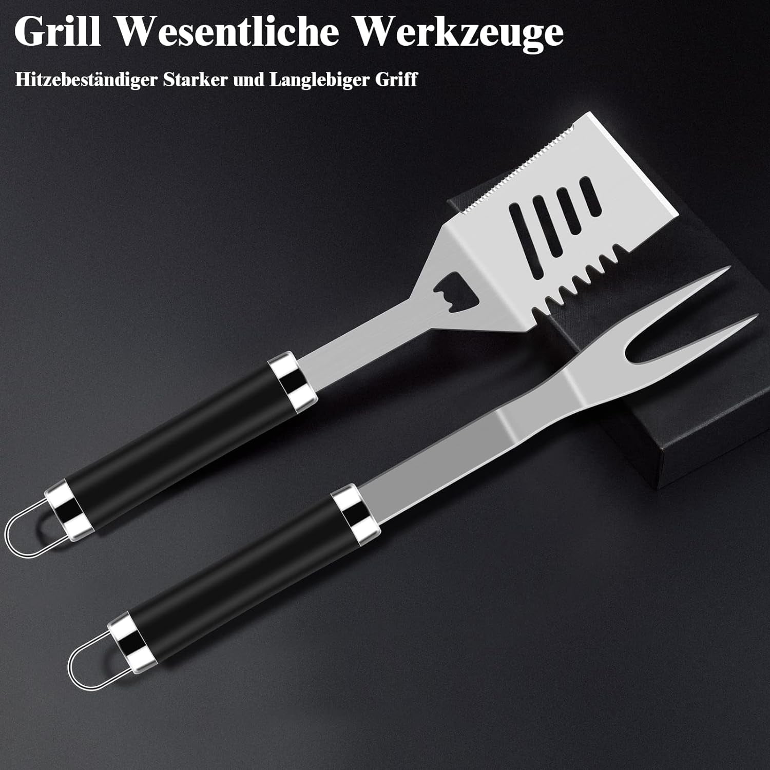 Premium Grillbesteckset aus Edelstahl 38 tlg Geschenke für Männer Grill Zubehör