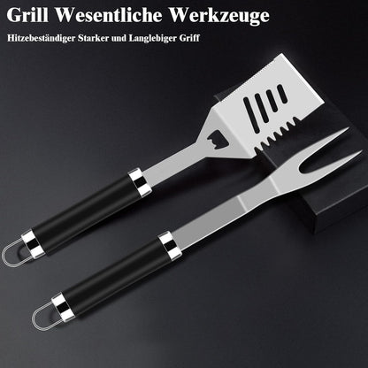 Premium Grillbesteckset aus Edelstahl 38 tlg Geschenke für Männer Grill Zubehör