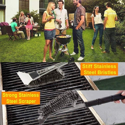 Robuste Grillbürste Drahtbürste Grillzubehör Edelstahl Spatel PP Griff Reinigung