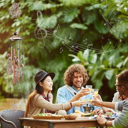 Metall Eule Windspiel mit Glocken und S-Haken für Garten und Balkon Gartendeko