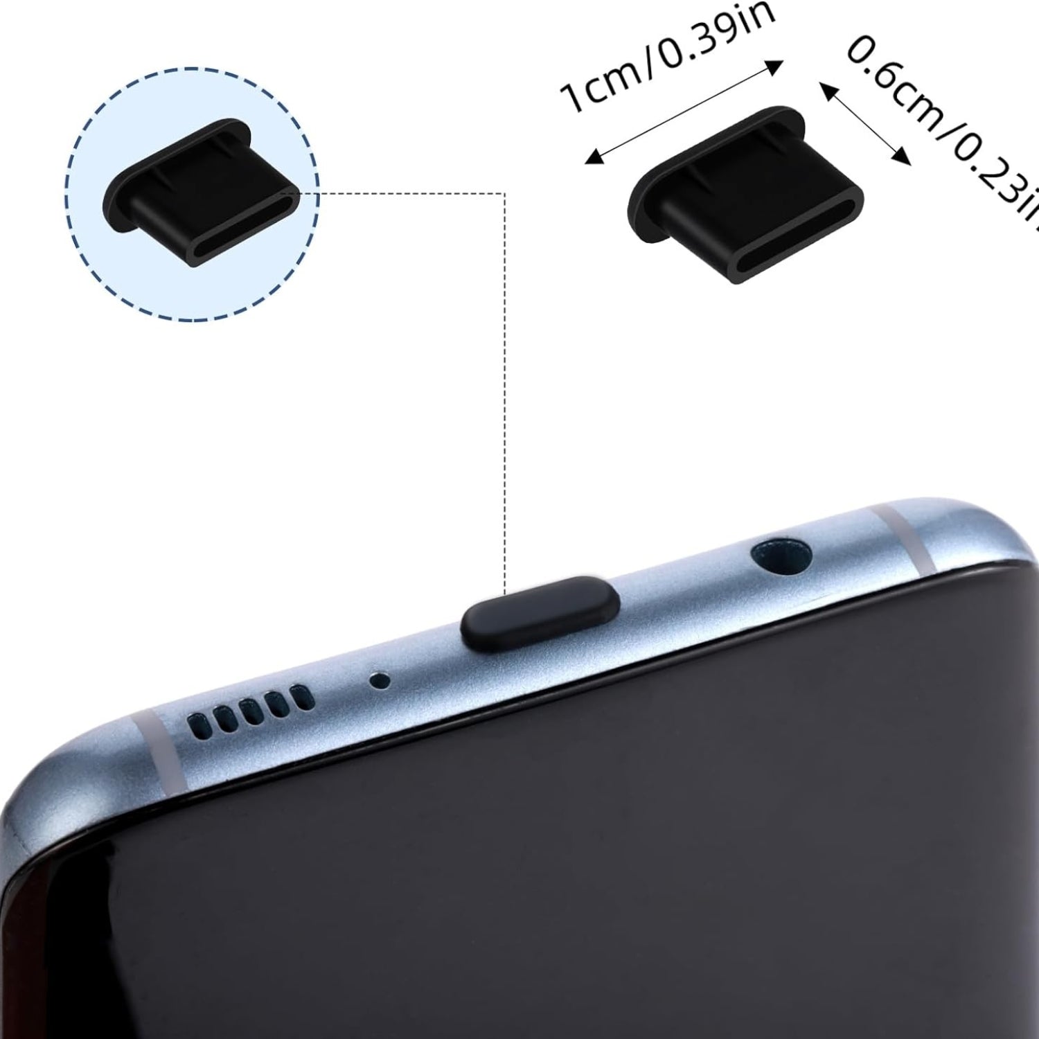 25 Stück Silikon USB C Staubschutz Handy Ladeanschluss Abdeckung Typ-C Schwarz