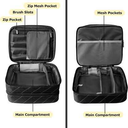 Große Kosmetiktasche Dual Layer Design Wasserdicht Organizer Pinsel Fach Unisex