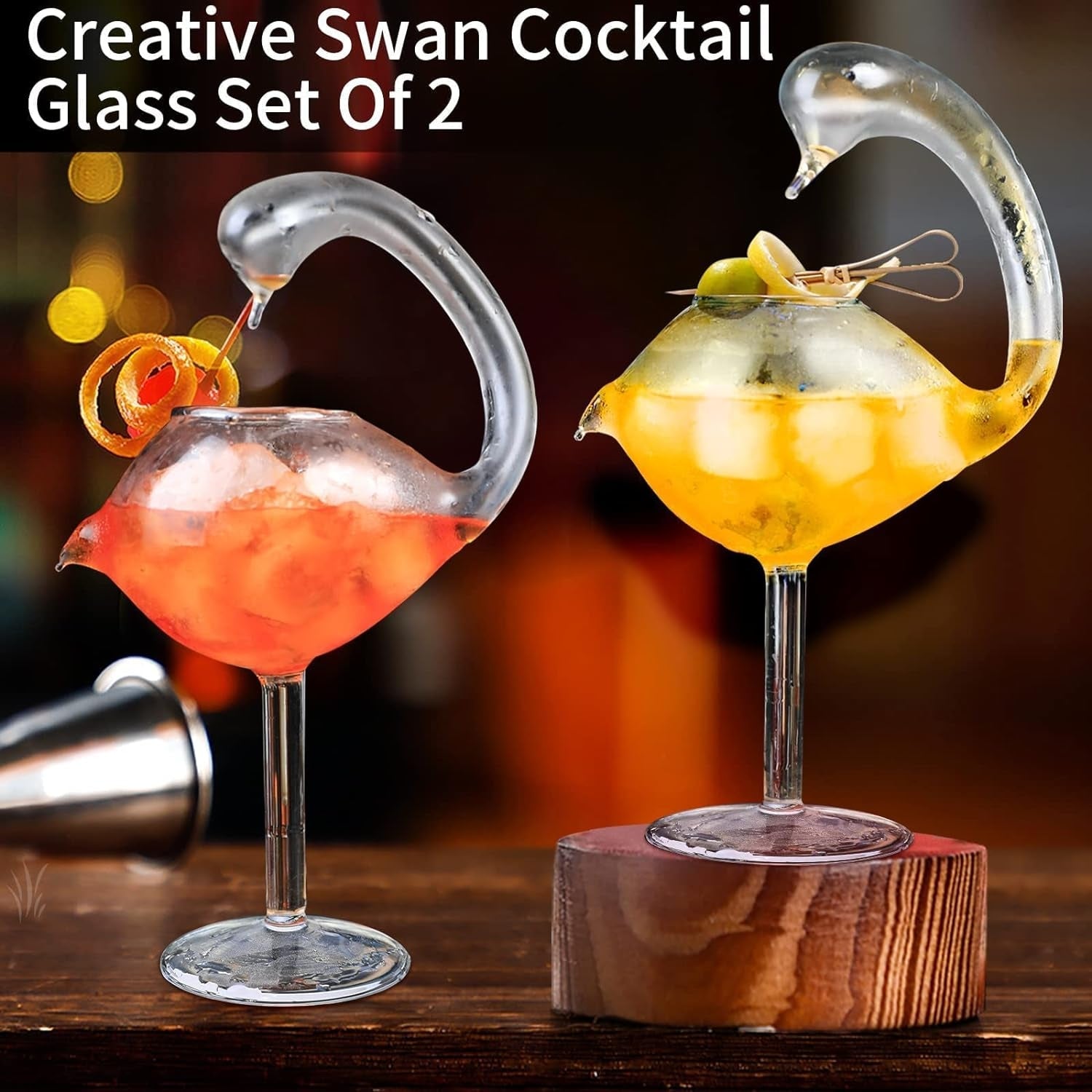 Flamingo Cocktail Gläser 180ml - Set von 2 Cocktail Trinkgläser Hochzeit mit Geschenkbox für Cocktailsaft, Martini, Tequila, Margarita Clear