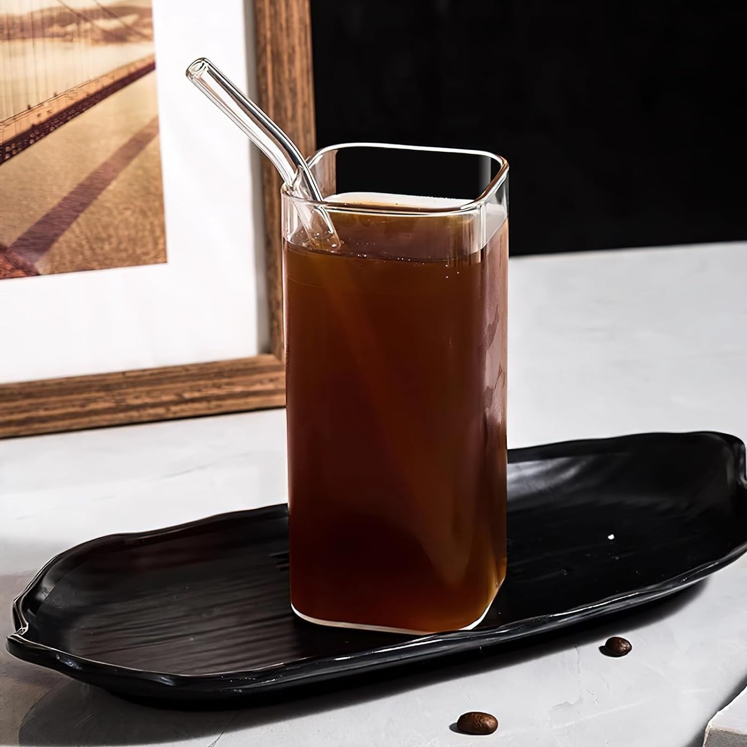 Viereckige Cocktailgläser 4 Stück 400ml Dünne Quadratische Elegante Bargläser für Wasser Saft Bier Getränke Sowie Cocktails Mojito und Mixgetränke