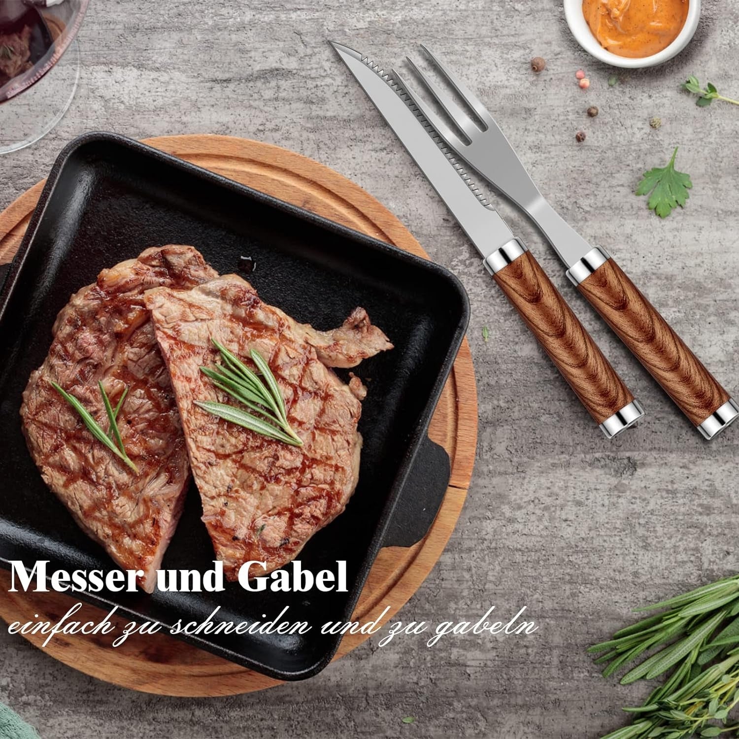 Hochwertiges Grillbesteckset Edelstahl 38tlg Geschenke für Männer Grill Zubehör