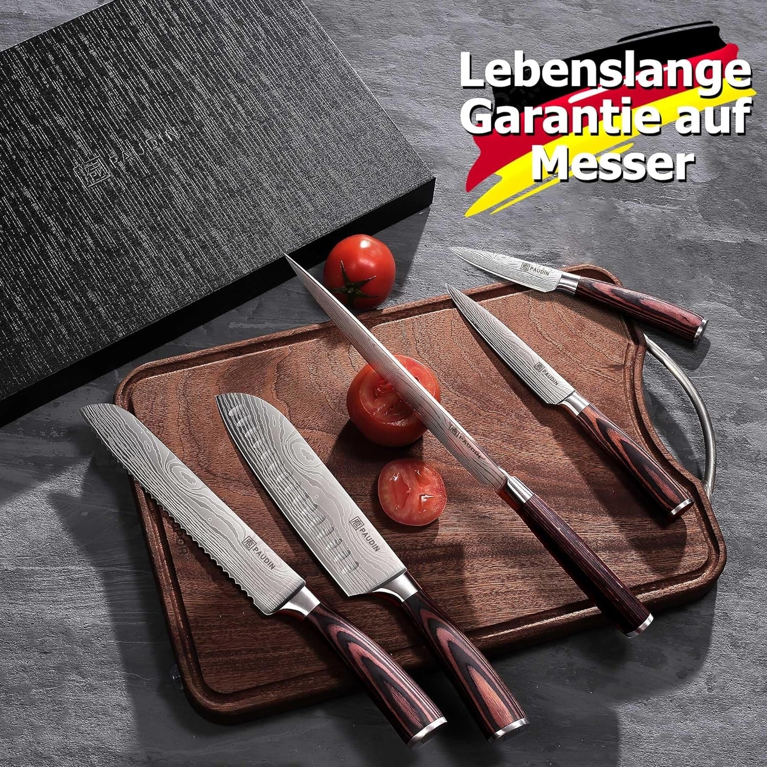 Premium Messerset Küchenmesser Set 5-teilig Küchenmesserset aus hochwertigem Carbon Edelstahl Ultra Scharfes Messerset mit Chefmesser Hackmesser