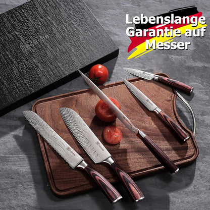 Premium Messerset Küchenmesser Set 5-teilig Küchenmesserset aus hochwertigem Carbon Edelstahl Ultra Scharfes Messerset mit Chefmesser Hackmesser
