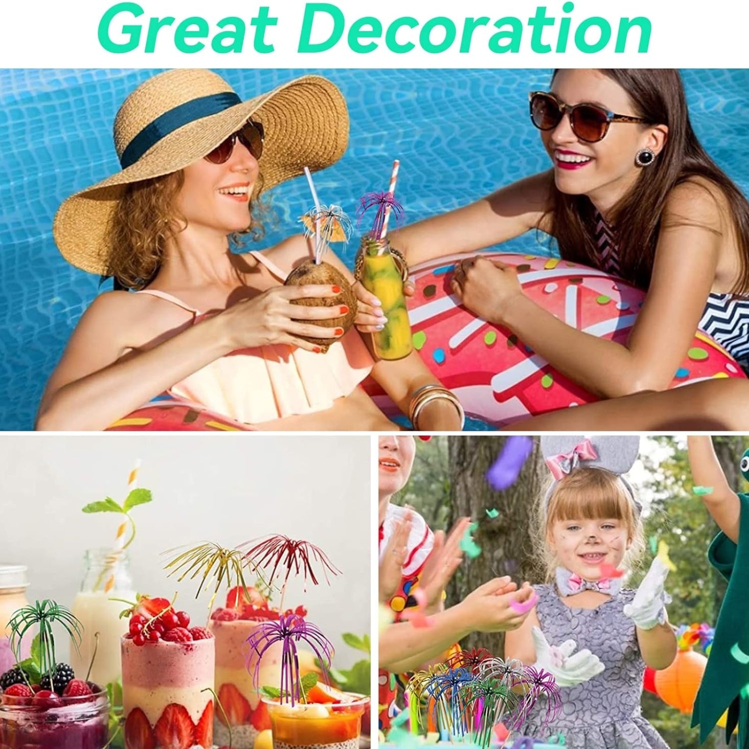 Cocktail Deko Cocktailschirmchen 140 Stück Ailvor Zubehör Deko Rührer Picks Strohhalme Cocktailparty Dekorationsgetränke für Getränke Kuchen