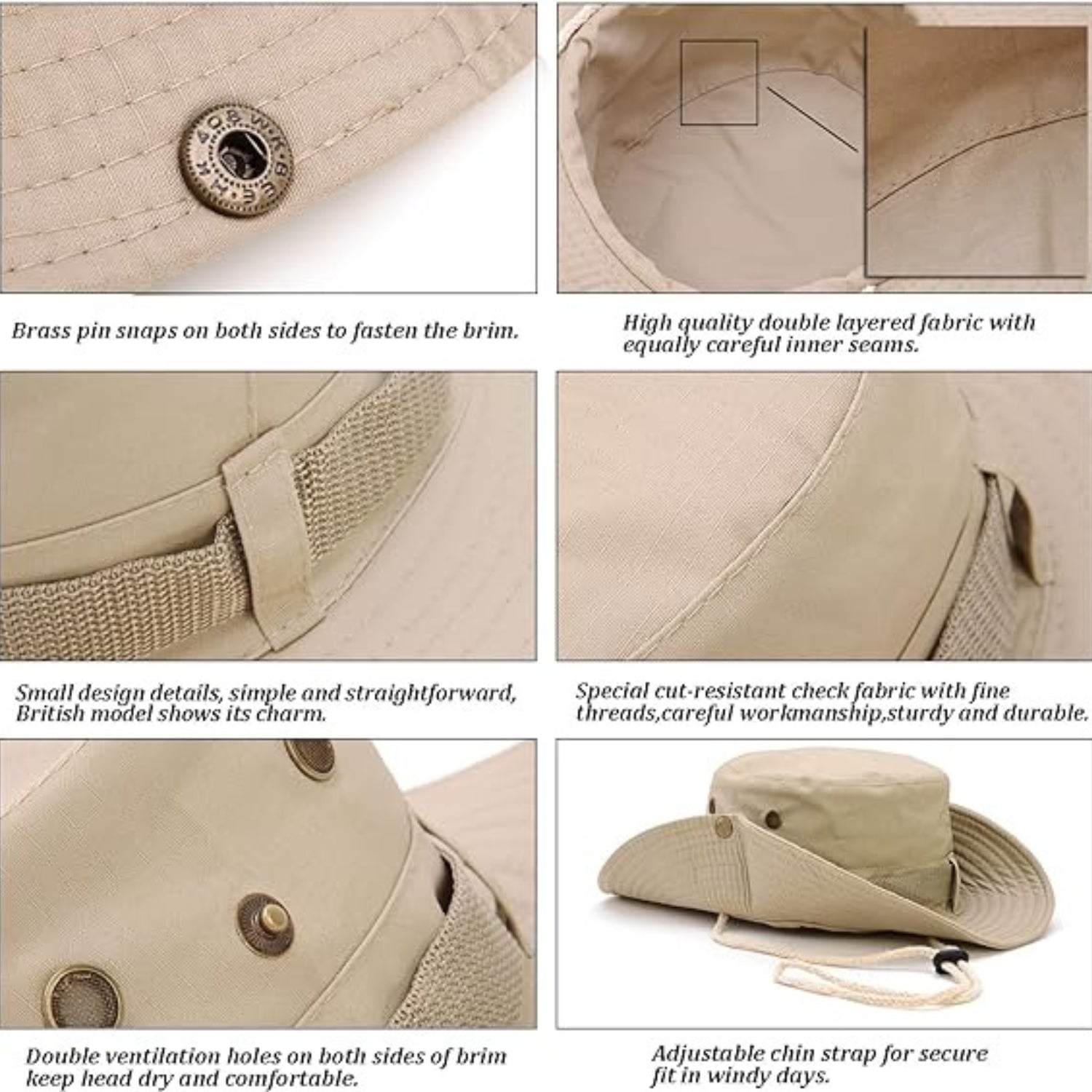 Sonnenhut Boonie Hut Herren Buschhut Breite Krempe Outdoor Hat UV Schutz Sonnenschutz Faltbar Wanderhut Fischerhut Gartenhut Anglerhut Buschhut