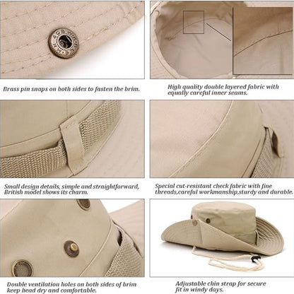 Sonnenhut Boonie Hut Herren Buschhut Breite Krempe Outdoor Hat UV Schutz Sonnenschutz Faltbar Wanderhut Fischerhut Gartenhut Anglerhut Buschhut
