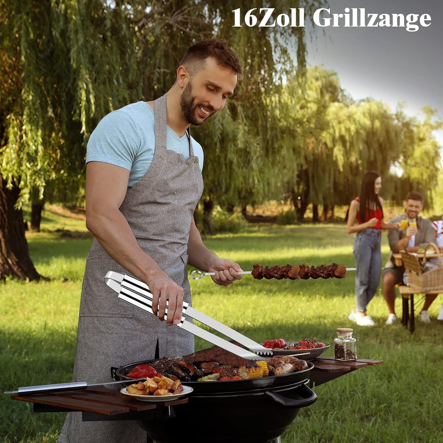 Grillbesteckset aus Edelstahl in Silber 26tlg Geschenke für Männer Grill Zubehör