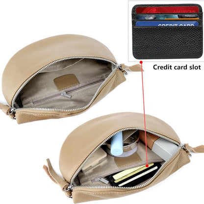 Echtes Leder Umhängetasche Damen Khaki Kleine Crossbody Bag Breiter Gurt