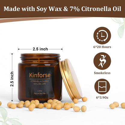 Premium Citronella Kerzen Duftkerzen geschenkset 6 Kerzen Antimücken Duftkerzen 20 Stunden Brennzeit aus 100% Sojawachs Geschenke für Frauen