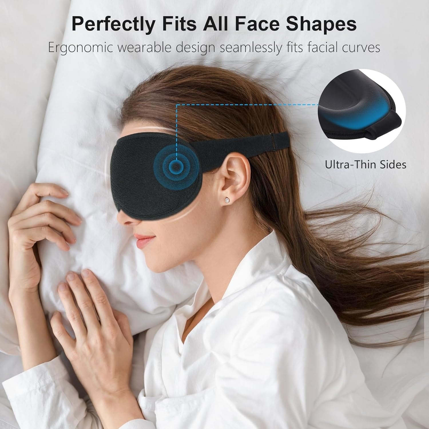 Schlafmaske für Frauen Herren 2024 Atmungsaktive 3D Schlafbrille für Seitenschläfer 100% Lichtblockierend Bequeme Ergonomische Augenmaske für Reisen