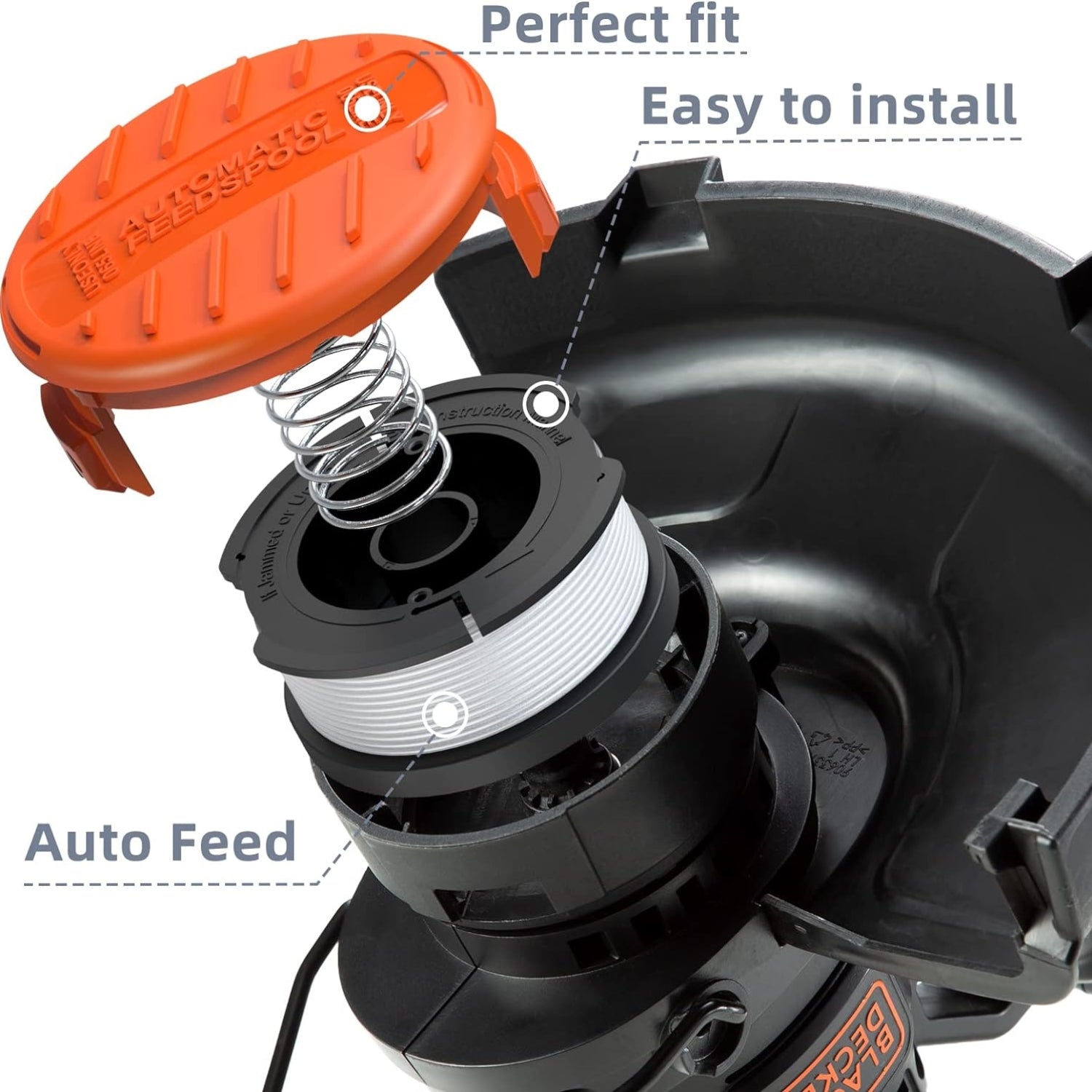 Rasentrimmer Spule kompatibel mit Black Decker Rasentrimmer Trimmer Spule Ø1 65mm 9m Länge Abriebfest aus Nylon Polyamid