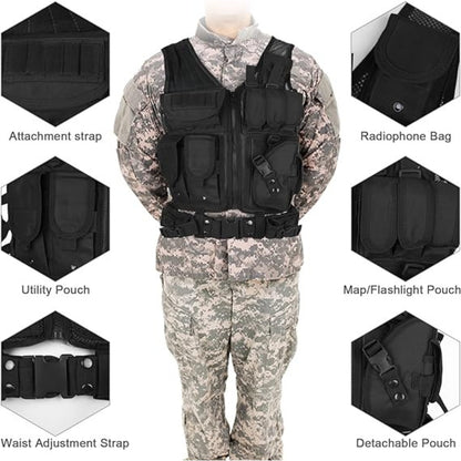 Airsoft Weste Taktische Weste Herren Outdoor Weste mit Taschen Tactical Weste Jagd Angeln Camping