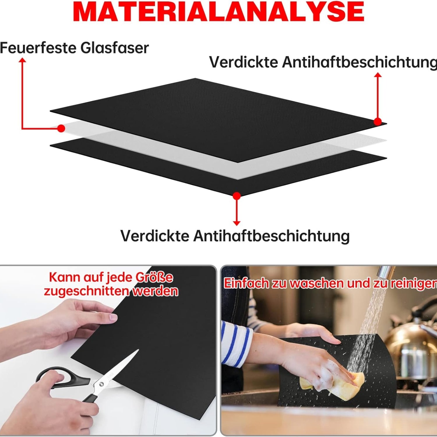 XL Grillmatte für Gasgrill und Holzkohle Grill 4er Set 50x40cm Antihaft Teflon Grillmatten Backpapier Wiederverwendbar für Elektro Grill PFOA-Frei
