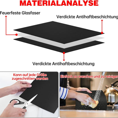 XL Grillmatte für Gasgrill und Holzkohle Grill 4er Set 50x40cm Antihaft Teflon Grillmatten Backpapier Wiederverwendbar für Elektro Grill PFOA-Frei