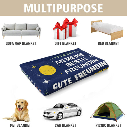 Geburtstagsgeschenk für Freundin Bunte Decke, Liebe & Dankbarkeit, 150x130 cm