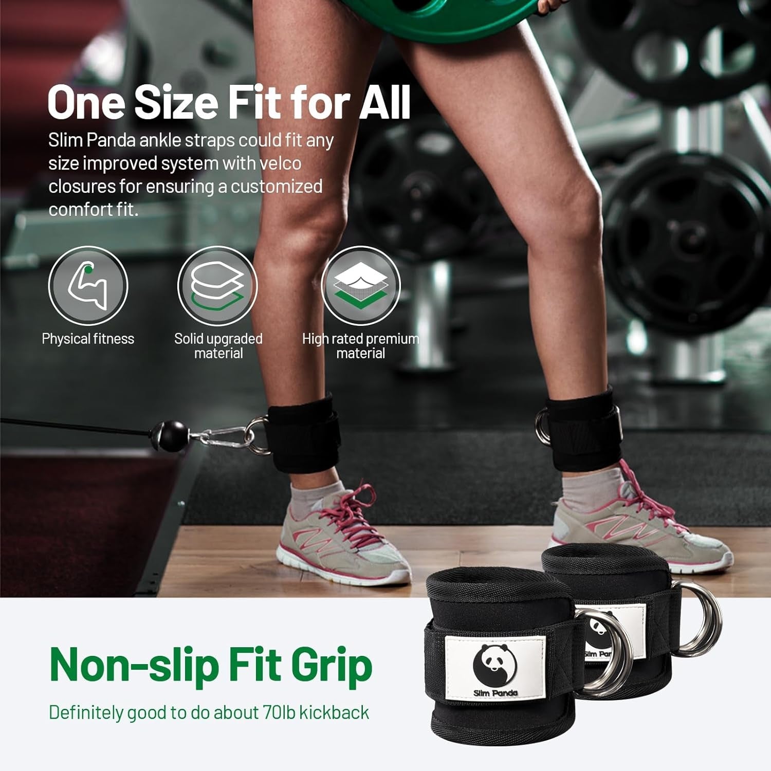 Premium Fußschlaufe Kabelzug Ankle Straps 1 Paar verstellbare Fußmanschetten mit doppelten D-Ringen und Neoprenstütze ideal für Fitness