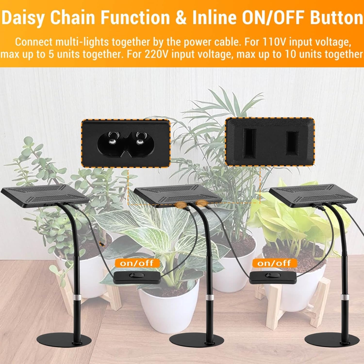 Hochwertige Pflanzenlampe LED Vollspektrum Grow Lampe UV-IR Licht für Zimmerpflanzen mit 208 LEDs Daisy Chain Funktion für Blumen Gemüse Hydroponik