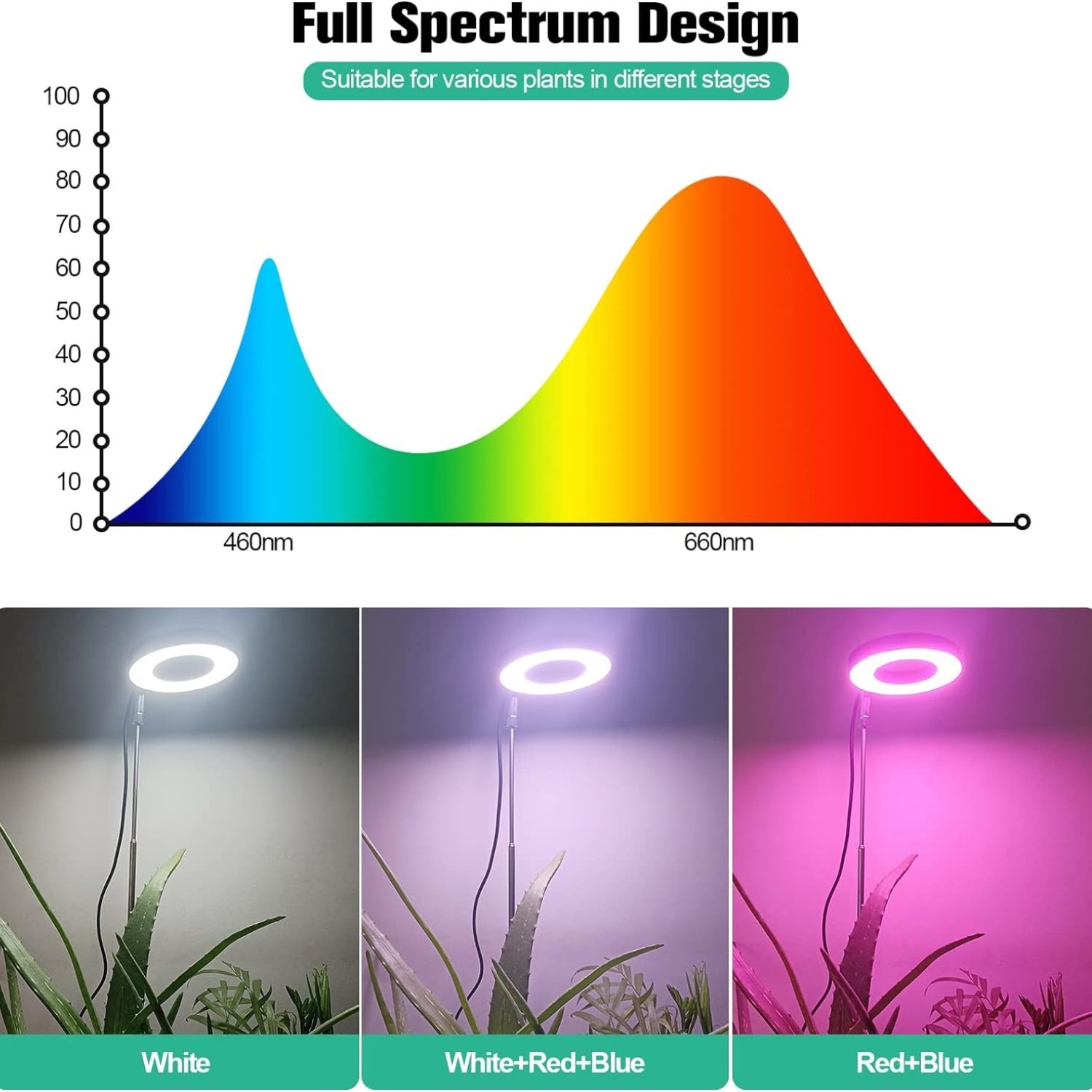 LED Grow Lampe 2er set Pflanzenlampe LED Vollspektrum für Zimmerpflanzen Höhenverstellbar Pflanzenwachstumslampe mit Zeitschaltuhr 3/9/12 Std