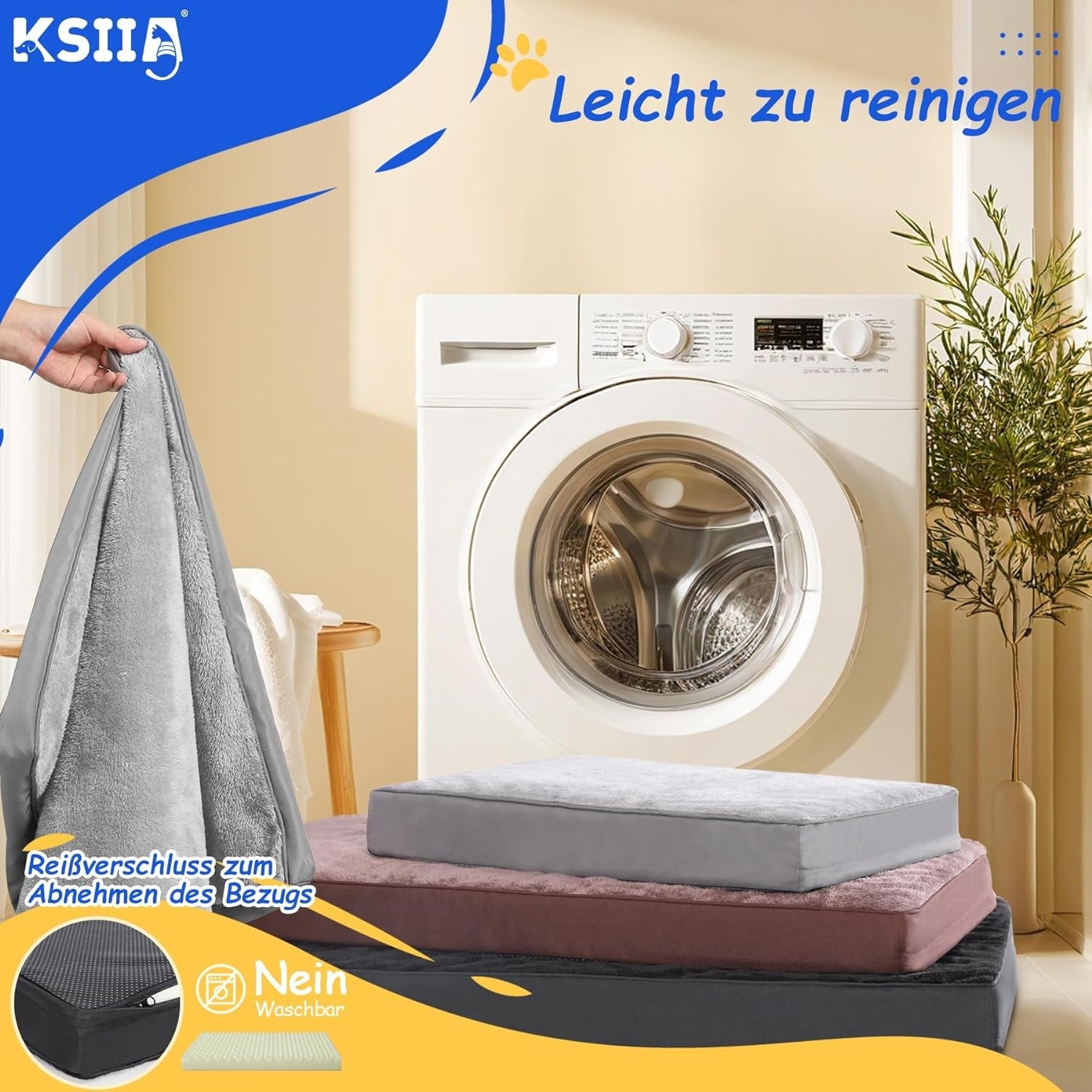 Hochwertiges Orthopädisches Hundebett für Große Hunde XL Waschbar Hundekissen Hundematte Hundematratze mit Abnehmbarer Decke in Dunkelgrau 105x70x8cm