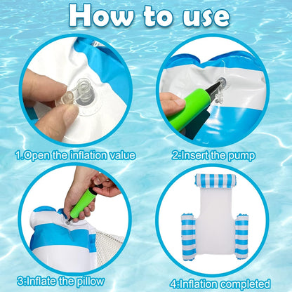 Wasserhängematte Pool Zubehör 2 Stück Aufblasbare Wasserspielzeug 4 In 1 Pool Aufblasbar Wasser Hängematte für Sessel Matratzen Sitz Schwimmmatratze