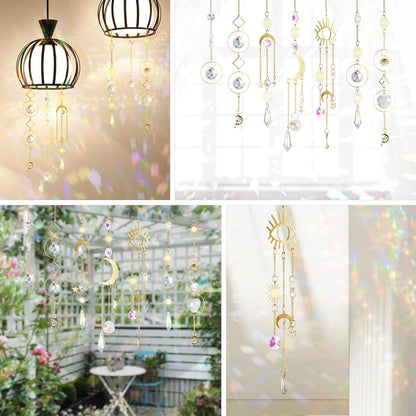 7 Stück Kristall Sonnenfänger Regenbogen Suncatcher Mond Stern Fenster Garten
